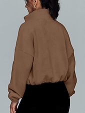 billiga Kappor och trenchcoats-Dam Vinterkappa Vinterjacka Utomhus Gata Dagligen Höst Vinter Normal Täcka Normal Håller värmen Andningsfunktion Samtida Stylish Jacka Långärmad Ensfärgat Med fickor Blixtlås i fullängd Blå Brun Kaki