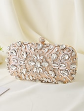 olcso Retikülök és estélyi táskák-női kristályokkal díszített clutch táska, elegáns estélyi kézitáska gyöngy és strassz részletekkel, tökéletes esküvőkre, bulikra és hivatalos eseményekre fekete ezüst arany