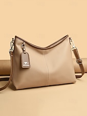 economico Borse a Tracolla-borsa hobo in similpelle verde con dettagli marroni, due tracolle regolabili per diversi stili di trasporto, versatile borsa a tracolla e a spalla per donna, ideale per lavoro, viaggi e uso quotidiano