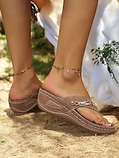 cheap Casual Sandals-Women&#039;s Red Perforated Flip-Flop Sandals with Rhinestone Decoration Comfortable Summer Shoes for Casual Wear and Beach Outings