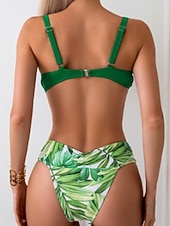 Недорогие Бикини-Жен. Купальники Три части Шорты купальник Открытая спина Пэчворк Отпуск тропический Цветочный принт Графика Длинный рукав Купальники