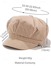 economico Cappelli da donna-berretto da donna in velluto a coste, stile vintage, morbido e confortevole, disponibile in vari colori, ideale per outfit casual, autunno e inverno