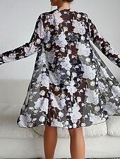 voordelige 3-delige bikiniset-Dames Zwemkleding Driedelig Zwempak Buikcontrole Hoge taille Vakantie Strand Kleding Grafisch V-hals Lange mouw Badpakken