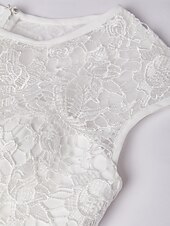 voordelige Met Jas-Twee-delige Sluier  Kolom Moeder van de Bruid Jurk Strand Bruiloft Elegante Sieraad Hals Knie Lengte Chiffon Satin Kant 3/4 Lengte Mouw Korte Jas Jurken met Applicaties