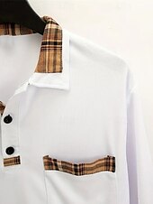 お買い得  メンズ クラシックポロ-男性用 ゴルフシャツ ゴルフポロシャツ ワーク カジュアル ラペル 長袖 ベーシック 近代の カラーブロック パッチワーク ボタン 春 &amp; 秋 レギュラー ワイン ブラック ホワイト ネイビーブルー グレー ゴルフシャツ
