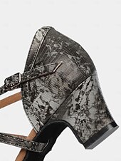 abordables Chaussures de danses latines-chaussures de danse latine classiques en cuir noir pour femmes avec semelle en daim souple et brides croisées | parfaites pour l&#039;entraînement et les performances