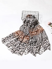 billiga Halsdukar för kvinnor-lättvikts leopardmönstrad chiffonghalsduk – snygg omslag med djurtryck för kvinnor, perfekt för vardagskläder, resor och alla årstider