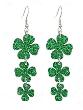 levne Dámská náušnice-ulice. Patrick&#039;s day zelené třpytivé kloboukové náušnice – trojlískový design, zábavné slavnostní šperky pro ženy, ideální pro irské oslavy a sváteční večírky