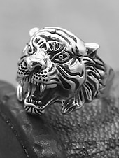 cheap Men&#039;s Jewelry-Vintage Tiger Head Ring for Men | Bold and Edgy Punk Style