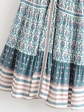 preiswerte Ausgefallene Kleider-Damen kleid lang Casual kleid A Linie Kleid Boho-Kleid Stilvoll Brautkleider schlicht Urlaub Täglich Regular Fit Blumen Kurzarm V Ausschnitt Blau Frühling Herbst