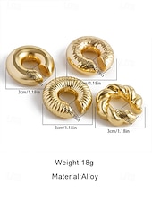 economico Orecchino da donna-set di orecchini a polsino minimalisti in argento con design spesso e strutturato: eleganti orecchini a clip per donna, ideali per la moda moderna e l&#039;uso quotidiano