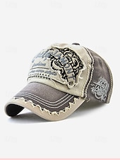 cheap Men&#039;s Hats-Men&#039;s Vintage Distressed Baseball Cap – Embroidered Patch Design, Casual Adjustable Hat for Outdoor Sports, Travel, and Everyday Wear
