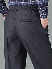 preiswerte Schlank-Herren Anzughosen Hose Hosen Anzughose Tasche Elastische Taille Tasche mit Reißverschluss Glatt tragbar Knitterfrei In voller Länge Hochzeit Party Geschäft Modisch Klassicher Stil Schwarz Hell Gray