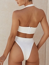 billiga One-piece-baddräkter-Dam Badkläder En bit Monokini Baddräkt Öppen rygg Magkontroll Hög midja Smal Semester Standkläder Ensfärgat Halterneck Ärmlös Baddräkter