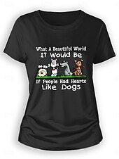 cheap Humor&amp;Quotes tee-Women&#039;s 100% Cotton T Shirt Casual Animal Regular Tops Short Sleeve Round Neck Print Regular Fit Daily Black Blue Green Summer