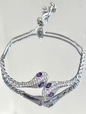 cheap Bracelets &amp; Bangles-Cubic Zirconia Vintage Style Snake Personalized Chrome Bracelet Jewelry Silver / Purple / Green For Party Street