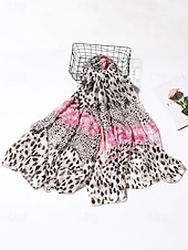 billiga Halsdukar för kvinnor-lättvikts leopardmönstrad chiffonghalsduk – snygg omslag med djurtryck för kvinnor, perfekt för vardagskläder, resor och alla årstider