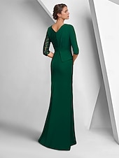 preiswerte Bodenlänge-A-Linien-Kleid, elegantes Kleid für die Brautmutter, U-Boot-Ausschnitt, knöchellang, Stretch-Stoff, halbe Ärmel, mit Spitzenlage, einfarbig, 2025