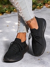 preiswerte Damen-Sneaker-weiße, leichte Strick-Schnürsneaker für Damen – atmungsaktive Sportschuhe zum Laufen, Gehen und für den Komfort im Alltag