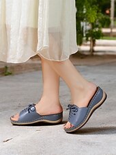 cheap Vacation Sandals-Women&#039;s Brown Open-Toe Slide Sandals with Woven Pattern and Bow Detail - Comfortable Casual Footwear for Summer and Daily Wear