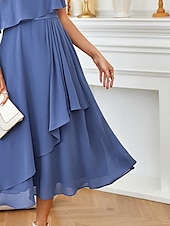 abordables Robes habillées-Femme Robe Trapèze A Volants Etincelant Demi Manches robe demoiselle d honneur Soirée Cocktail Bleu