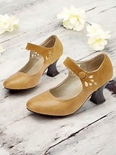 cheap 1930s-Women&#039;s 1930s Vintage Style Mary Jane Pumps with Cutout Design and Mid-Heel, Comfortable Dress Shoes for Office and Formal Events