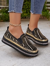 preiswerte Damen-Sneaker-Grüne Slip-On-Sneakers mit Strasssteinen und dicker Sohle für Damen – glamouröse Freizeitschuhe für Partys und den Alltag