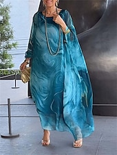 levne Šifónové šaty-Dámské Maxi šaty Šifonové šaty Elegantní Na běžné nošení Dovolená Denní Rande Volný Tónované Tričkový Světle žlutá Vodní modrá Šedá Jaro Podzim