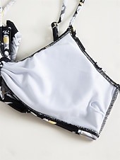 voordelige 3-delige bikiniset-Dames Zwemkleding Driedelig Zwempak Buikcontrole Hoge taille Vakantie Strand Kleding Grafisch V-hals Lange mouw Badpakken