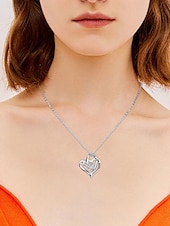 economico collane e ciondoli-collana cromata donna moda carina classico cuore adorabile collana a forma di cuore per tutti i giorni san valentino