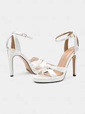 abordables Bal de promo-talons de mariée blancs confortables et élégants pour femmes - dotés d&#039;une tige en satin doux et d&#039;une semelle de soutien