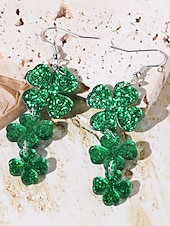 levne Dámská náušnice-ulice. Patrick&#039;s day zelené třpytivé kloboukové náušnice – trojlískový design, zábavné slavnostní šperky pro ženy, ideální pro irské oslavy a sváteční večírky