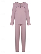 preiswerte Blusenanzüge für Damen-Damen Modisch Strassenmode Täglich Bluse Chinesisch Chino Langarm Rundhalsausschnitt Glatt Casual Täglich Rosa Braun Herbst Regular Fit
