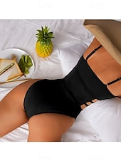 preiswerte Einteilige Badeanzüge-Damen Badeanzug Ein Stück Monokini Bademode Rückenfrei Bauchkontrolle Hohe Taillenlinie Schlank Urlaub Strandbekleidung Feste Farbe Halfterhals Ärmellos Badeanzüge