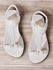 billiga Semester Sandaler-bruna flätade platta sandaler med t-rem för kvinnor med elastiskt ankelband - sommarskor i boho-stil för strand- och fritidskläder