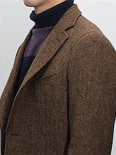 abordables Blazers et vestes-Blazer en tweed chevrons pour hommes vintage bureau grande taille coupe régulière ajustée à simple boutonnage deux boutons vert armée gris bleu noir blanc jaune