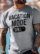 cheap Vacation Tropical T Shirts-Men&#039;s Funny Slang T Shirt Short Sleeve T shirt 3D Print Crew Neck Shirt Tropical Hawaiian Vacation Street Daily Heather Gray Summer Spring Clothing Apparel S M L XL XXL XXXL