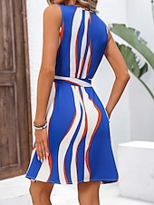 abordables Robes d&#039;été-Femme Robe mi-longue Robe Trapèze Tropique mode Décontractées Vacances du quotidien Standard Floral Graphic Sans Manches Col V Bleu Printemps Automne