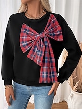 economico Felpe e Sweatshirt Texturizzati-Per donna Di tendenza Informale Manica lunga Girocollo Top regolari Strada Informale Sport Collage Nero Autunno Inverno