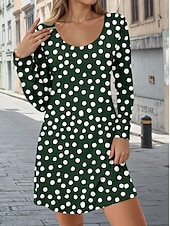 olcso Művészet és Design Ruha-Női Mini Ruha Hétköznapi Ruha Kicsi Ruha Pólóruha Tee Ruha Napernyő Ruha Hétköznapi Vakáció Utca Hétköznapi Rendezet Illeszkedés Gombos Hosszú Ujjú Kerek Nyakú Zöld Tavasz Ősz Tél