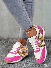 cheap Women&#039;s Sneakers-Women&#039;s Rose Pink Colorblock Athletic Sneakers with Mesh Design Accents - Stylish Casual Shoes for Running and Everyday Wear