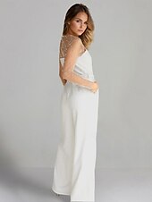 economico ROSSO-tute abito da sera elegante abito formale matrimonio lunghezza pavimento manica lunga illusione scollo tasca crêpe elasticizzato con perle tasca 2025