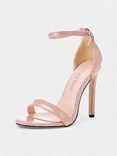 abordables Officiel-sandales de mariage à talon aiguille métallique pour femmes – chaussures de mariée élégantes à bout ouvert avec bride de cheville réglable
