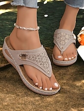olcso Kényelmes szandálok-női piros strasszos éksarkú flip-flop szandál, nyitott orr, kényelmes nyári lábbeli hétköznapi kirándulásokhoz és nyaralásokhoz