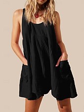 ieftine Rochii de soare-Pentru femei Rochie Mini Rochie casual Rochie A line Stilat Casual Vacanță Zilnic Fit regulat Simplu Fără manșon În U Negru Albastru piscină Trifoi Vară Primăvară