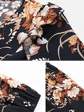 economico Abiti eleganti floreali-Per donna Vestito longuette Abito casual Vestito svasato Abito linea A Moda Informale Da mare Giornaliero Standard Floreale Manica lunga A V Nero Primavera Autunno