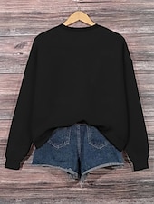 economico Animali Tops-felpa con cappuccio casual da donna con stampa a maniche lunghe con gatto rosa autunno inverno
