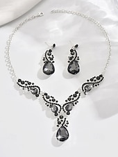 abordables Collier pour femme-ensemble de bijoux en cristal vert pour femme avec collier en forme de larme et boucles d&#039;oreilles assorties, style élégant pour les mariages et les événements formels