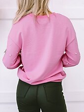 abordables Sweats à capuche-veste polaire femme pull mode décontracté uni fête travail rue col rond coupe ample manches longues rose automne hiver