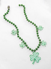 Χαμηλού Κόστους Γυναικείο Κολιέ-αγ. Patrick&#039;s day κολιέ τριφύλλι – πράσινος κρίκος αλυσίδας με τετράφυλλο μενταγιόν από τριφύλλι, γιορτινά statement κοσμήματα για γυναίκες, αξεσουάρ γιορτών και πάρτι